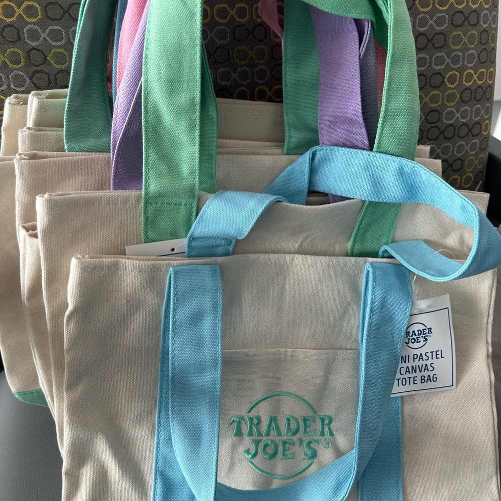 Pastel Mini Tote Bag - Green, Pink, Purple - Picture 2 of 4